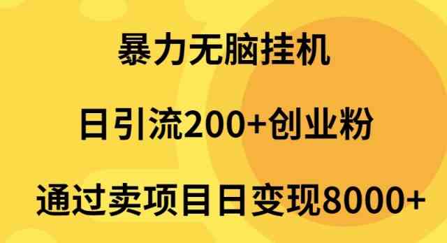 （9788期）暴力无脑挂机日引流200+创业粉通过卖项目日变现2000+-CAA8.COM网创项目网