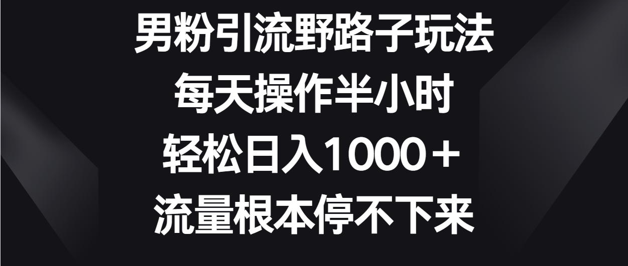 男粉引流野路子玩法，每天操作半小时轻松日入1000＋，流量根本停不下来-CAA8.COM网创项目网