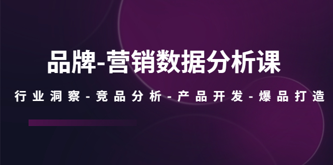 品牌-营销数据分析课，行业洞察-竞品分析-产品开发-爆品打造-CAA8.COM网创项目网