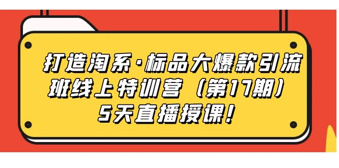 打造淘系·标品大爆款引流班线上特训营（第17期）5天直播授课！-CAA8.COM网创项目网