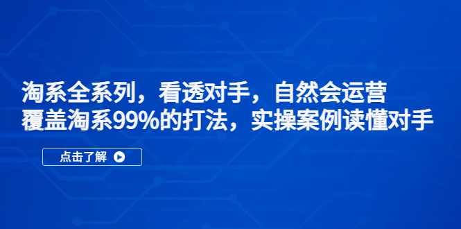 淘系全系列，看透对手，自然会运营，覆盖淘系99%·打法，实操案例读懂对手-CAA8.COM网创项目网