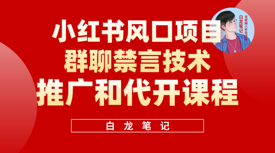 小红书风口项目日入300+，小红书群聊禁言技术代开项目，适合新手操作-CAA8.COM网创项目网