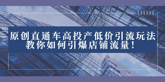 2023直通车高投产低价引流玩法，教你如何引爆店铺流量！-CAA8.COM网创项目网