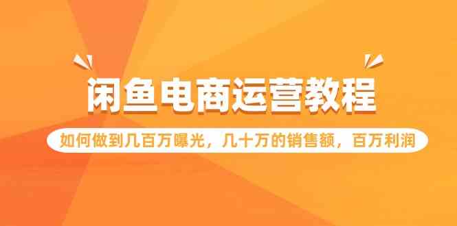 （9560期）闲鱼电商运营教程：如何做到几百万曝光，几十万的销售额，百万利润.-CAA8.COM网创项目网