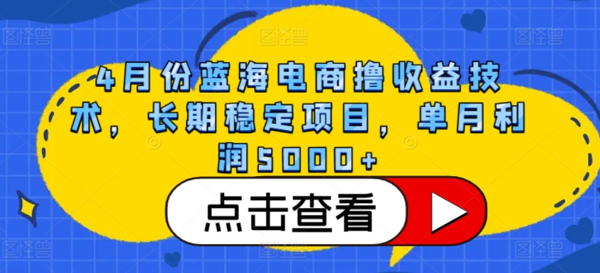 4月份蓝海电商撸收益技术，长期稳定项目，单月利润5000+-CAA8.COM网创项目网