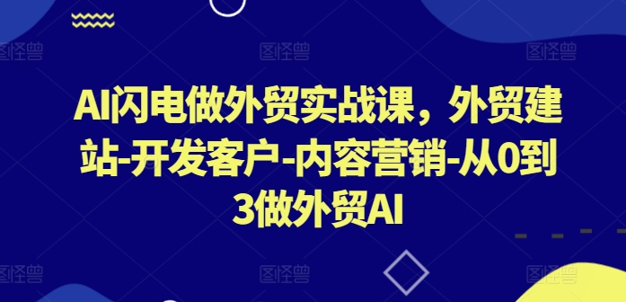 AI闪电做外贸实战课，​外贸建站-开发客户-内容营销-从0到3做外贸AI-CAA8.COM网创项目网