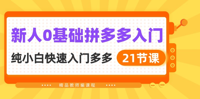 （10299期）新人0基础拼多多入门，​纯小白快速入门多多（21节课）-CAA8.COM网创项目网