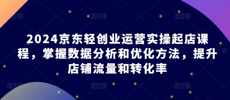 2024京东轻创业运营实操起店课程，掌握数据分析和优化方法，提升店铺流量和转化率-CAA8.COM网创项目网