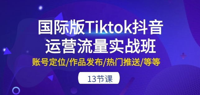 国际版Tiktok抖音运营流量实战班：账号定位/作品发布/热门推送/等等-13节-CAA8.COM网创项目网