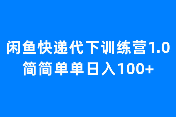 闲鱼快递代下训练营1.0，简简单单日入100+-CAA8.COM网创项目网