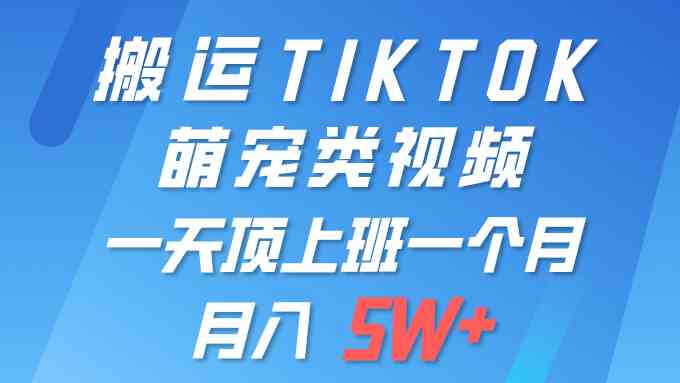 （9931期）一键搬运TIKTOK萌宠类视频 一部手机即可操作 所有平台均可发布 轻松月入5W+-CAA8.COM网创项目网