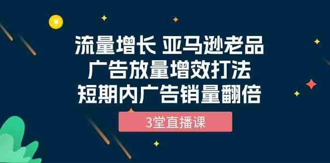 流量增长 亚马逊老品广告放量增效打法，短期内广告销量翻倍（3堂直播课）-CAA8.COM网创项目网