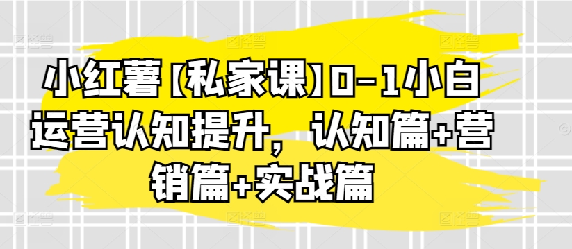 小红薯【私家课】0-1小白运营认知提升，认知篇+营销篇+实战篇-CAA8.COM网创项目网