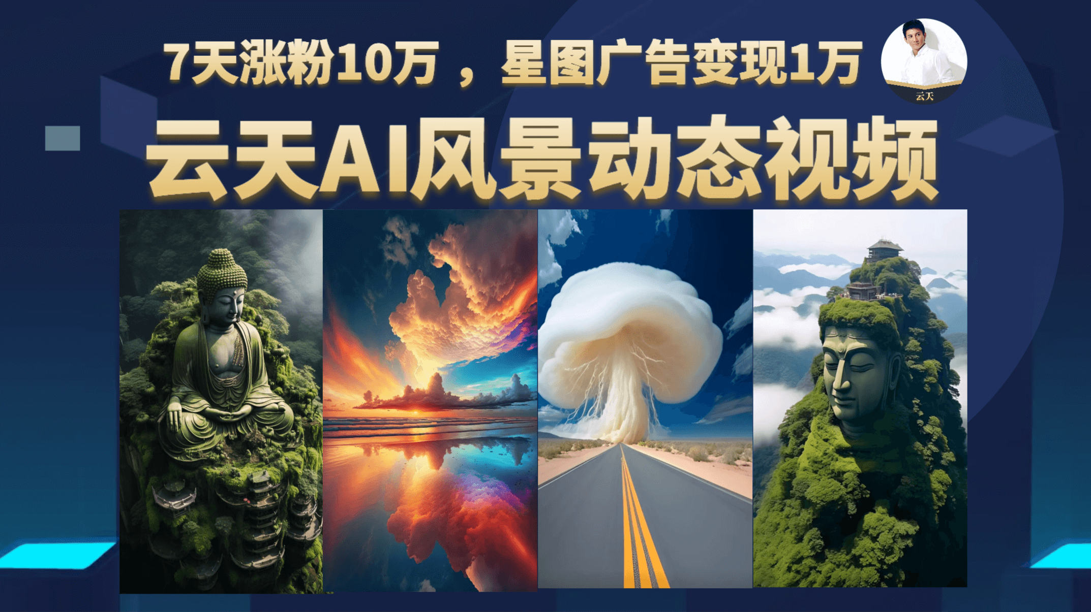 云天AI风景动图视频制作，7天涨粉10万 ，星图广告变现1万-CAA8.COM网创项目网