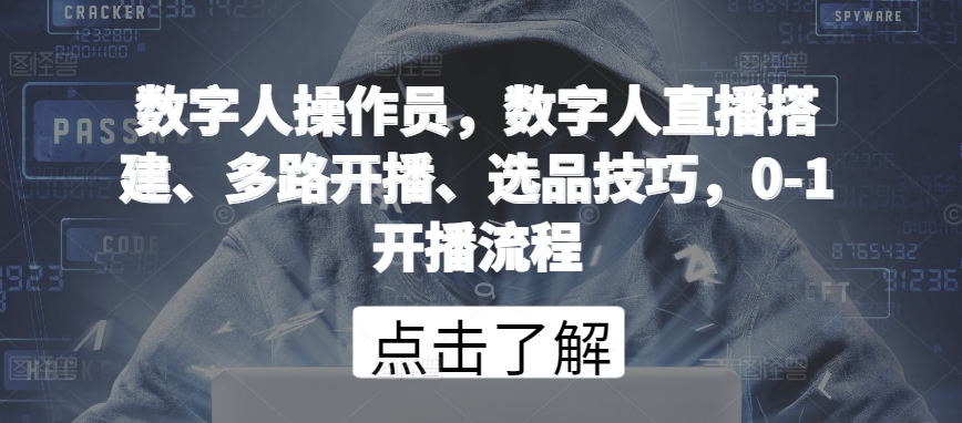 数字人操作员，数字人直播搭建、多路开播、选品技巧，0-1开播流程-CAA8.COM网创项目网