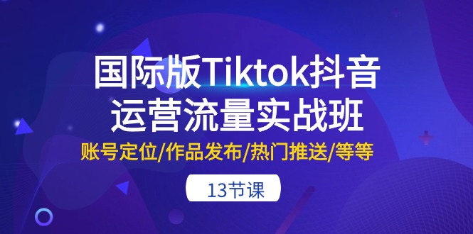 （10712期）国际版Tiktok抖音运营流量实战班：账号定位/作品发布/热门推送/等等-13节-CAA8.COM网创项目网