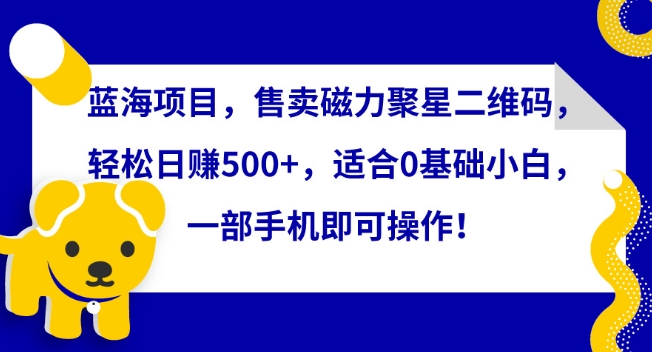 蓝海项目，售卖磁力聚星二维码，轻松日赚500+，适合0基础小白，一部手机即可操作-CAA8.COM网创项目网