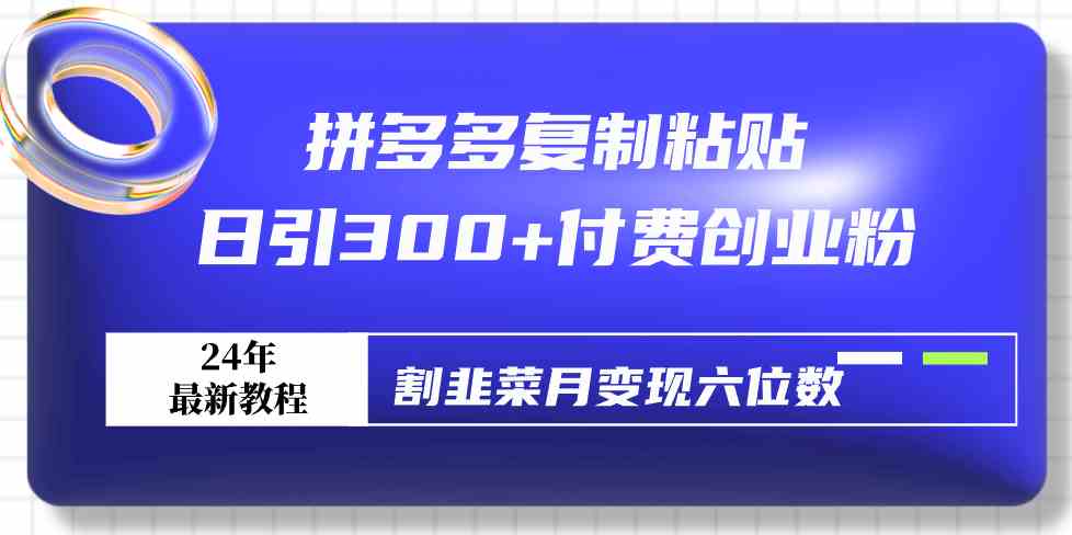 （9129期）拼多多复制粘贴日引300+付费创业粉，割韭菜月变现六位数最新教程！-CAA8.COM网创项目网