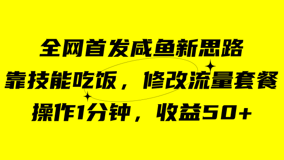 咸鱼冷门新玩法，靠“技能吃饭”，修改流量套餐，操作1分钟，收益50+-CAA8.COM网创项目网