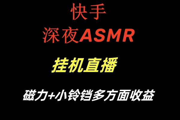 快手深夜ASMR挂机直播磁力+小铃铛多方面收益-CAA8.COM网创项目网