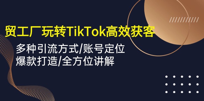 （10302期）外贸工厂玩转TikTok高效获客，多种引流方式/账号定位/爆款打造/全方位讲解-CAA8.COM网创项目网