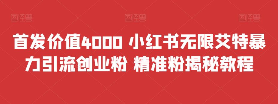 首发价值4000 小红书无限艾特暴力引流创业粉 精准粉揭秘教程-CAA8.COM网创项目网