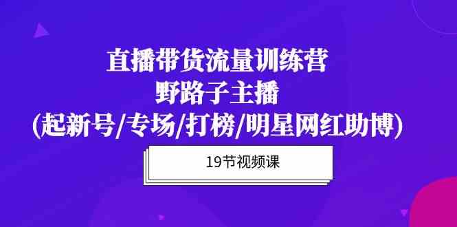 （10016期）直播带货流量特训营，野路子主播(起新号/专场/打榜/明星网红助博)19节课-CAA8.COM网创项目网