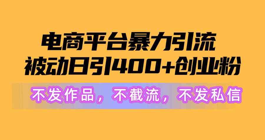 （10168期）电商平台暴力引流,被动日引400+创业粉不发作品，不截流，不发私信-CAA8.COM网创项目网