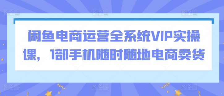 闲鱼电商运营全系统VIP实操课，1部手机随时随地电商卖货-CAA8.COM网创项目网