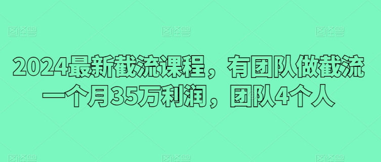 2024最新截流课程，有团队做截流一个月35万利润，团队4个人-CAA8.COM网创项目网