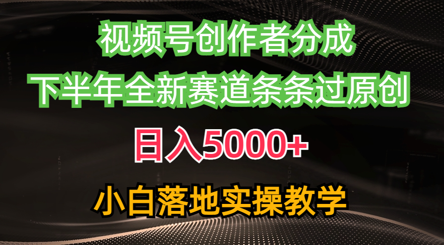 （10294期）视频号创作者分成最新玩法，日入5000+  下半年全新赛道条条过原创，小…-CAA8.COM网创项目网