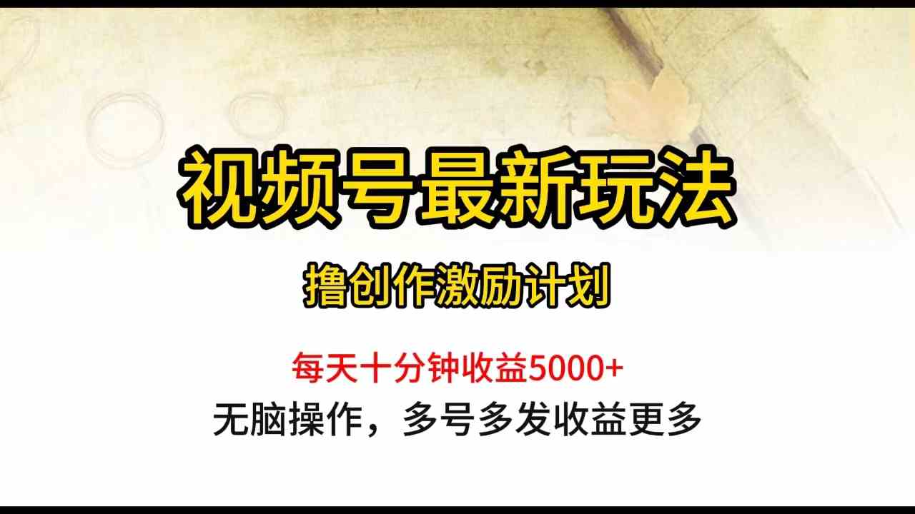 （10087期）视频号最新玩法，每日一小时月入5000+-CAA8.COM网创项目网