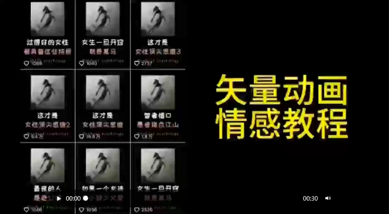 矢量动画情感教程：高点赞涨粉，适合情感、思维、创业教育等赛道-CAA8.COM网创项目网