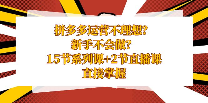 拼多多运营不理想？新手不会做？15节系列课+2节直播课，直接掌握-CAA8.COM网创项目网