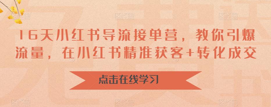 16天-小红书 导流接单营，教你引爆流量，在小红书精准获客+转化成交-CAA8.COM网创项目网