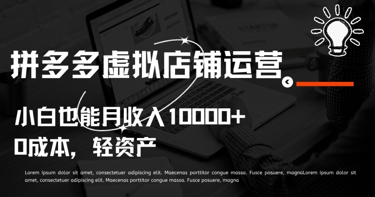 拼多多虚拟店铺运营小白也能月收入10000+-CAA8.COM网创项目网