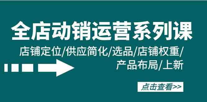 全店动销运营系列课：店铺定位/供应简化/选品/店铺权重/产品布局/上新-CAA8.COM网创项目网