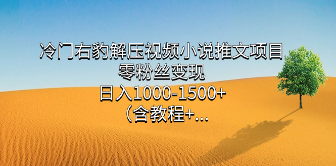 冷门右豹解压视频小说推文项目，零粉丝变现，日入1000-1500+。-CAA8.COM网创项目网